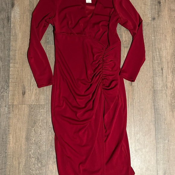 Express Deep Red Long Sleeve Dress - Picture 1 of 6